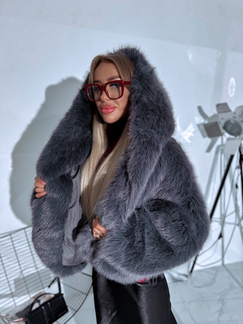 "FURORA PH6710" faux fur jacket - gray-blue