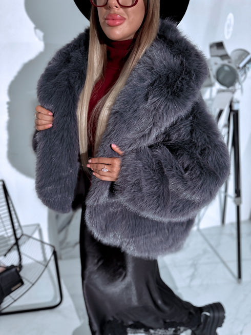 "FURORA PH6710" faux fur jacket - gray-blue