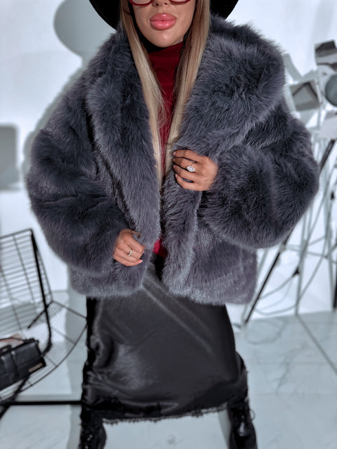 "FURORA PH6710" faux fur jacket - gray-blue