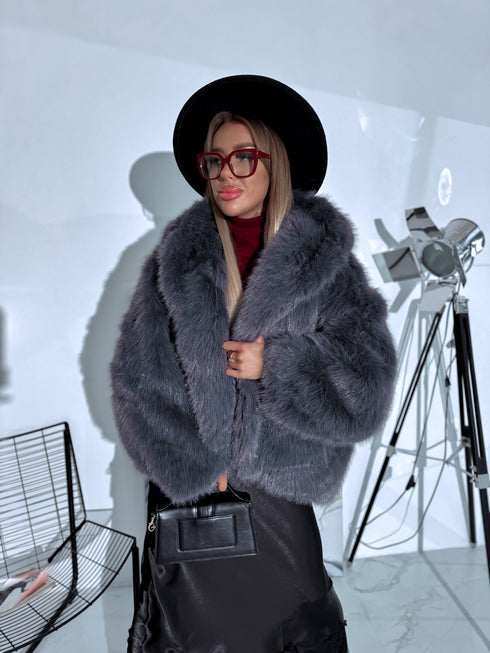 "FURORA PH6710" faux fur jacket - gray-blue
