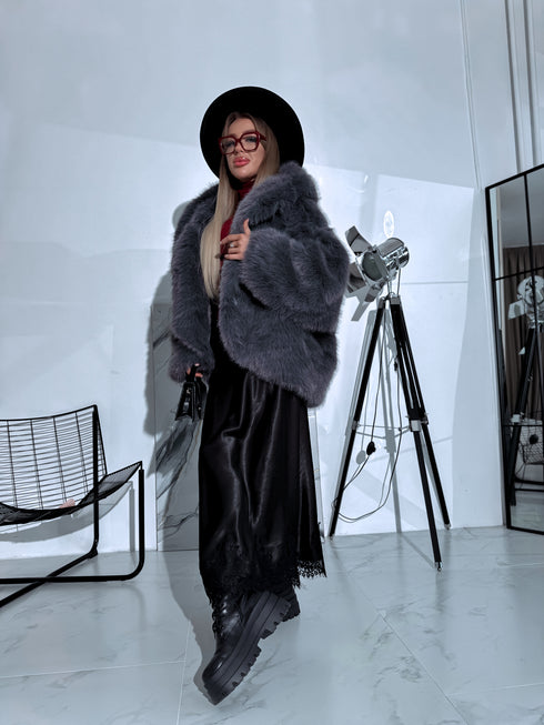 "FURORA PH6710" faux fur jacket - gray-blue