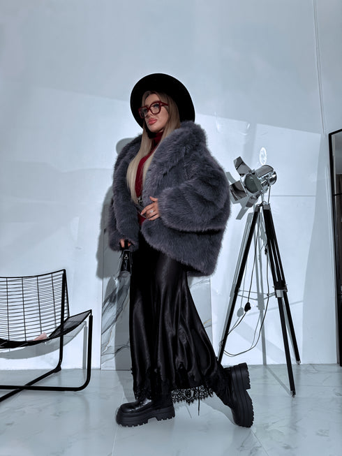 "FURORA PH6710" faux fur jacket - gray-blue