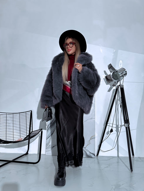 "FURORA PH6710" faux fur jacket - gray-blue