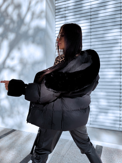 Puffy, short jacket "FUSION AD611" - BLACK