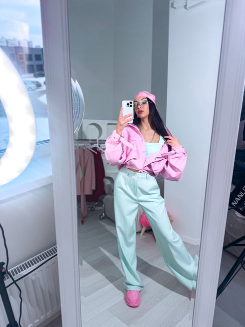 Dirbtinės odos striukė "VINE ROSE 16172" - ŠVELNI ROŽINĖ