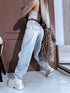 Wide jeans pants + belt "DESIGN" HM8609-3