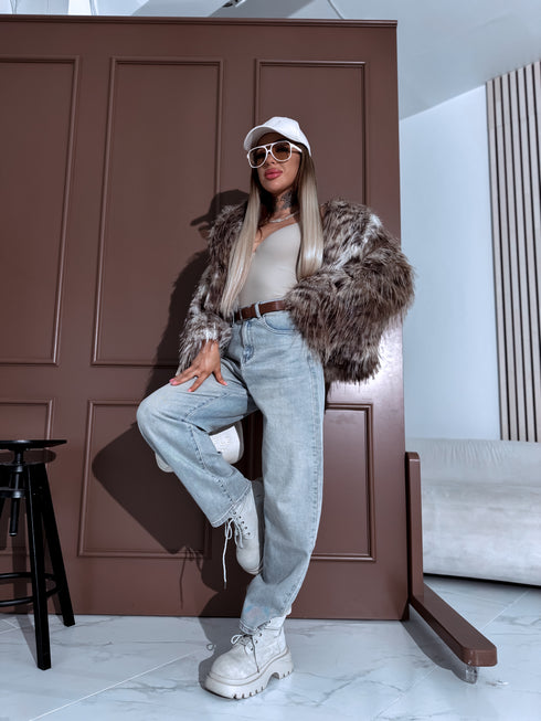 Wide jeans pants + belt "DESIGN" HM8609-3