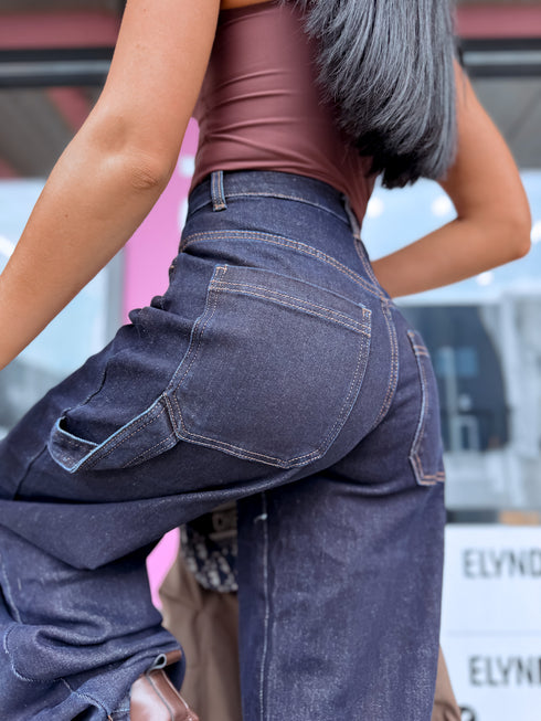 "WIDE BALLON" jeans 8822 - dark blue