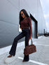 Turtleneck with buttons "GIRLS CLUB W2601" - CHOCO