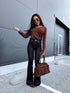 Turtleneck with buttons "GIRLS CLUB W2601" - CHOCO