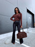 Turtleneck with buttons "GIRLS CLUB W2601" - CHOCO
