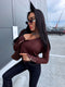 Turtleneck with buttons "GIRLS CLUB W2601" - CHOCO
