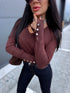 Turtleneck with buttons "GIRLS CLUB W2601" - CHOCO