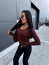 Turtleneck with buttons "GIRLS CLUB W2601" - CHOCO