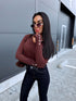 Turtleneck with buttons "GIRLS CLUB W2601" - CHOCO