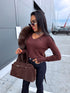 Turtleneck with buttons "GIRLS CLUB W2601" - CHOCO