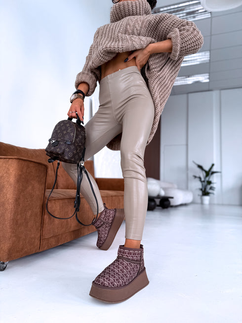 Леггинсы из искусственной кожи "Сентябрь" - ТЕМНО-БЕЖЕВЫЕ VS18001-10