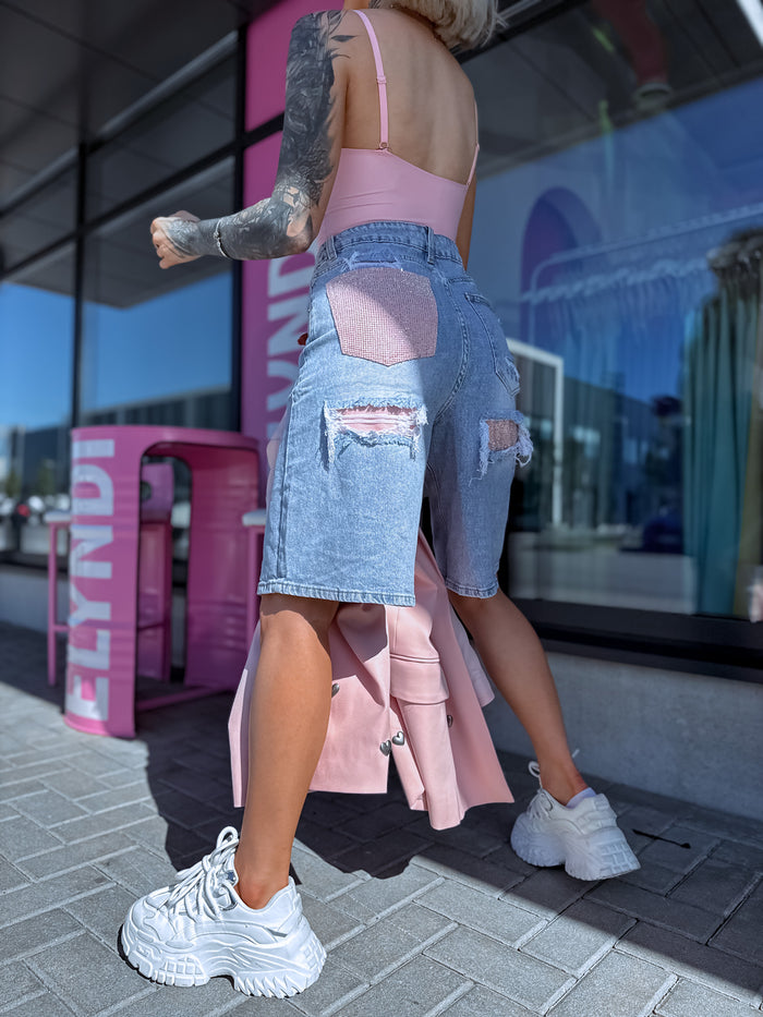 Джинсовые шорты "Pink Crush S8064" - СВЕТЛО-ГОЛУБЫЕ