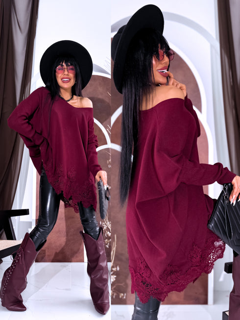 PLUS SIZE sweater "AGAIN 10588" - burgundy