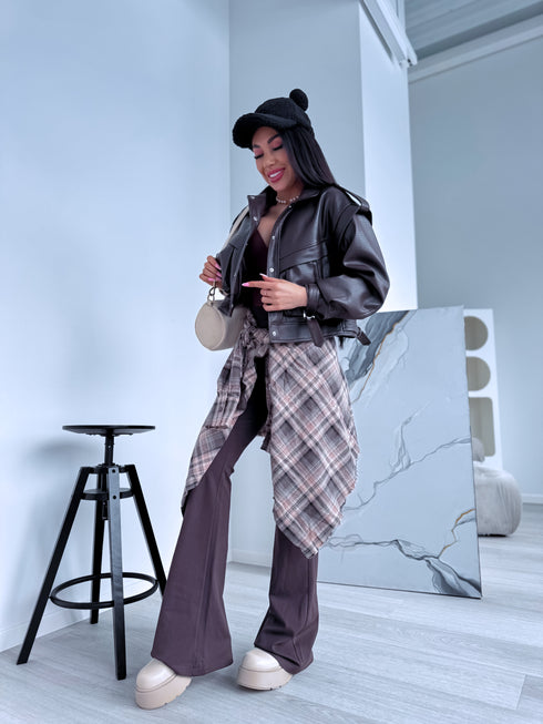 Faux leather jacket "VINE ROSE 16172" - CHOCO