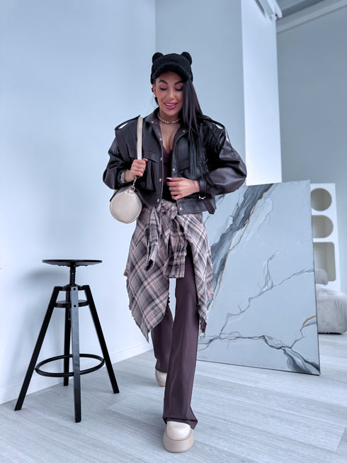 Faux leather jacket "VINE ROSE 16172" - CHOCO