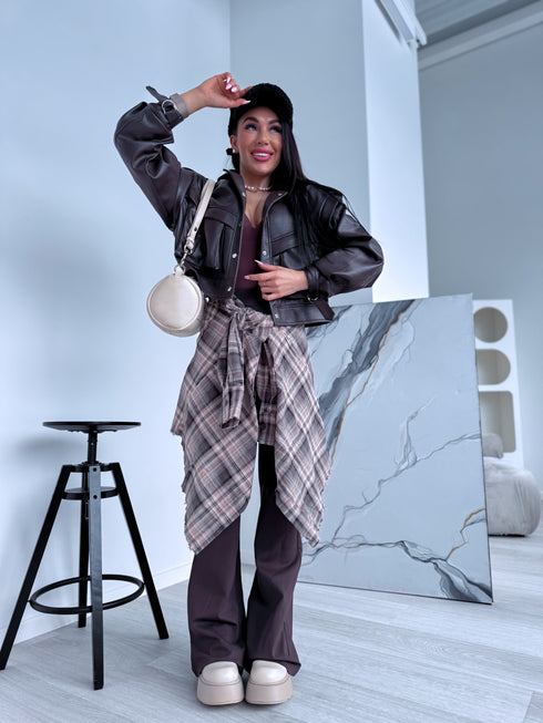 Faux leather jacket "VINE ROSE 16172" - CHOCO