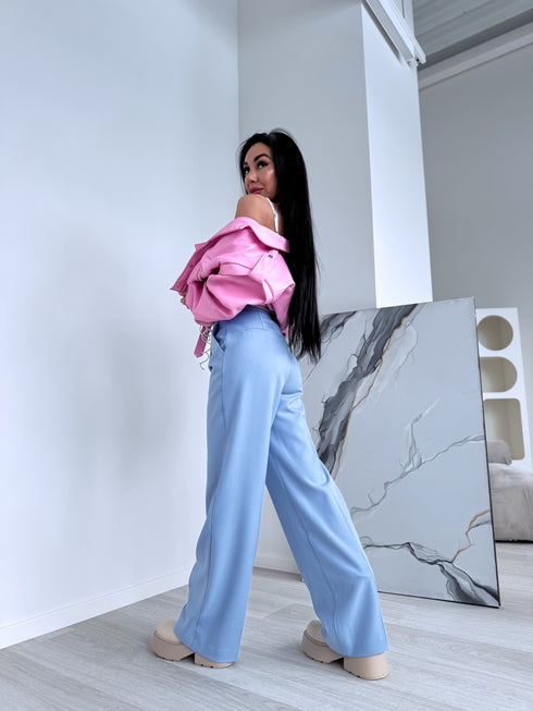 Classic, SKY BLUE fabric trousers "SEASON HIT" VS02