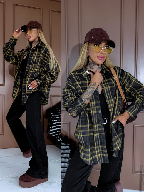 Rūtots krekls "CITY LIMITS H11813" - ZILS AR DZELTENU