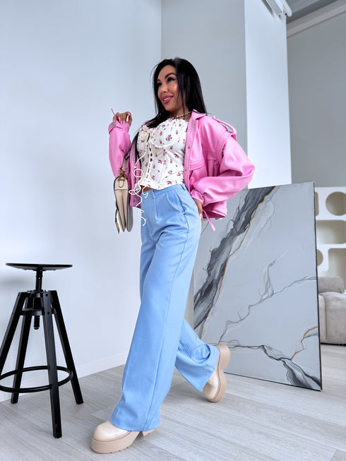 Classic, SKY BLUE fabric trousers "SEASON HIT" VS02