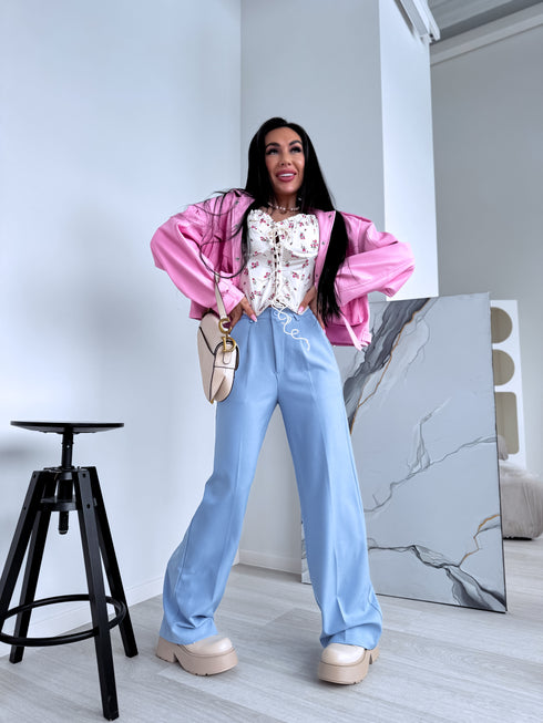 Classic, SKY BLUE fabric trousers "SEASON HIT" VS02