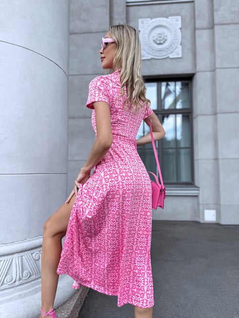 PINK button-up, long dress "JAPAN"