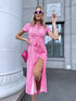 PINK button-up, long dress "JAPAN"