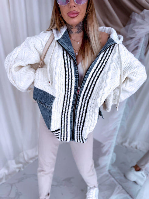 Patterned cardigan "SILENT THEORY" TY26199 - CREAM WHITE