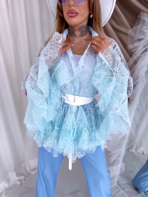 Кружевная блузка 2в1 "BRILLIANTE" A2578 - СВЕТЛО-ГОЛУБОЙ ПРЕДЗАКАЗ