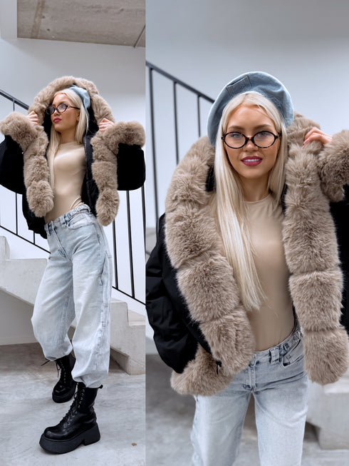 Īsā virsjaka "HOT DROP U90532" - MELNA AR BĒŠU PŪKU