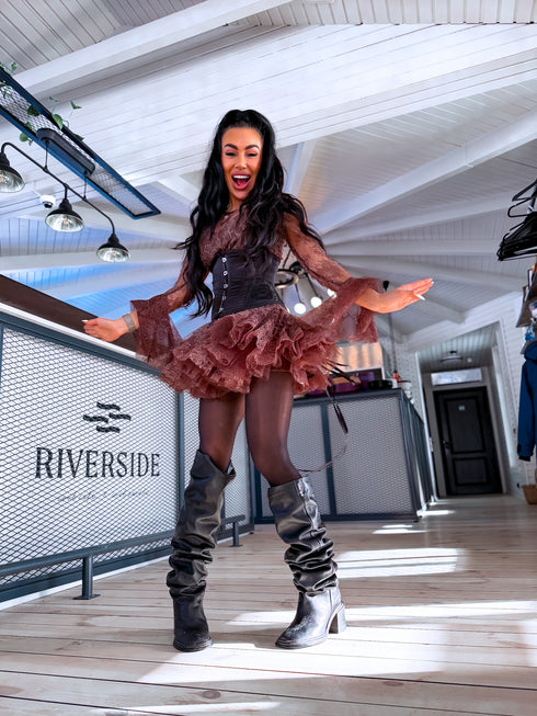 Mini lace dress "DORA U71537" - CHOCO