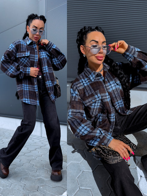 Plaid shirt "RAINY DAY" VMC58 - DARK BLUE