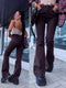 FLARED jeans "PURE CHOCO" S009-131