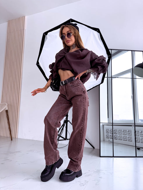"TRUST NO ONE" A3825-A jeans - chocolate