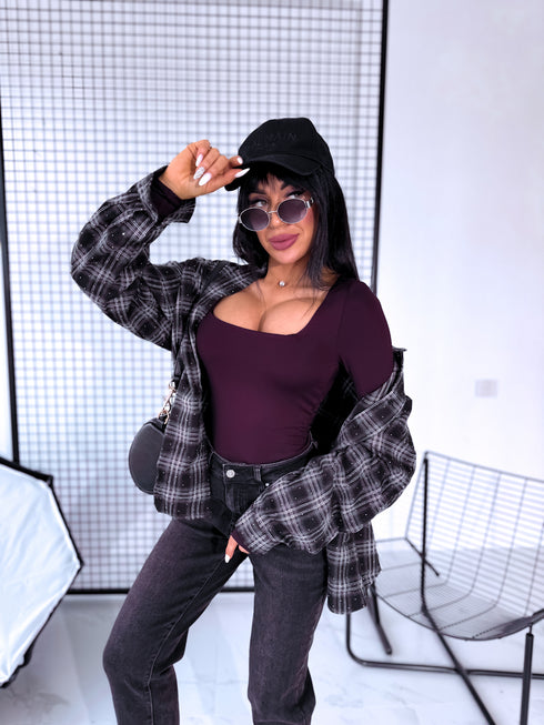 Baklažāna violets, basic PUSH-UP tops ar kvadrātveida izgriezumu PRE-ORDER