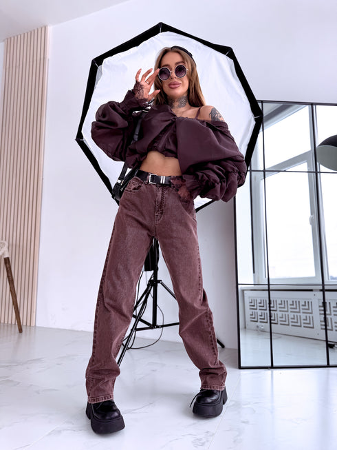 "TRUST NO ONE" A3825-A jeans - chocolate