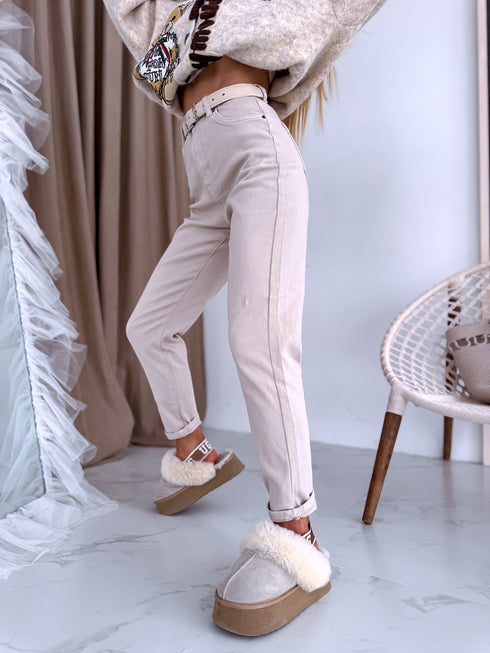 MOM FIT jeans "SPRING" 7855-10 - BEIGE
