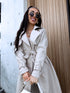 BEIGE, leather imitation trench "POWER" FL08