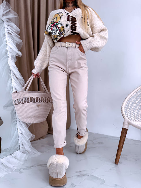 MOM FIT jeans "SPRING" 7855-10 - BEIGE