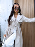BEIGE, leather imitation trench "POWER" FL08
