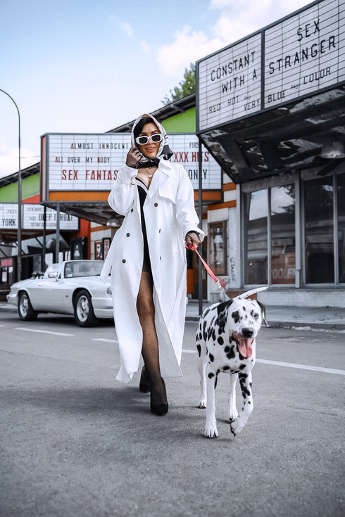 Lightweight Autumn Trench Coat - White