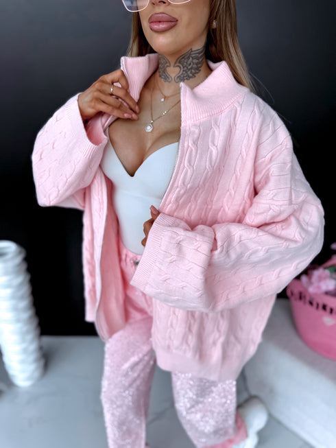 "REGION" knitted pattern jacket HA4381 - SOFT PINK