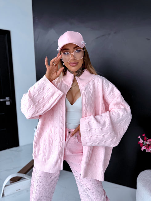 "REGION" knitted pattern jacket HA4381 - SOFT PINK