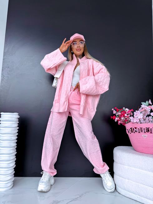 "REGION" knitted pattern jacket HA4381 - SOFT PINK