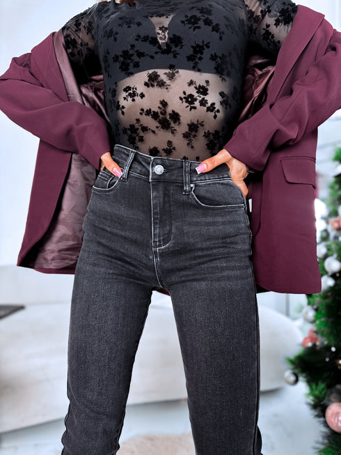 "MERELY HM5363-3" džinsai su pašiltinimu - TAMSIAI PILKI